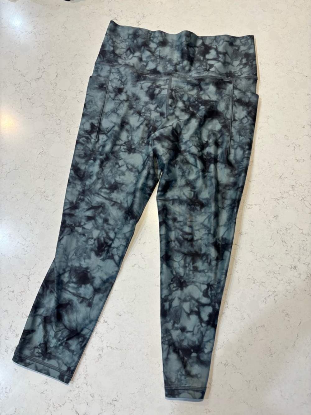 Athleta Black Marble-Print Leggings